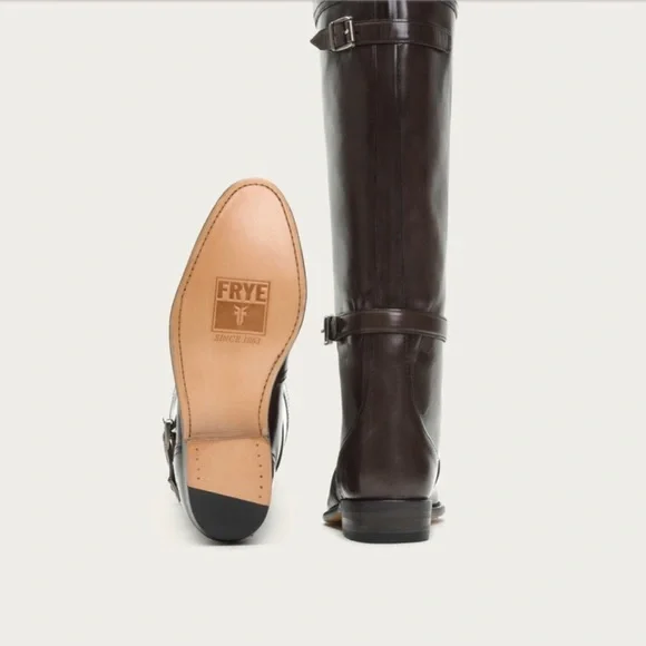 Frye Womens Dorado Buckle Riding Boot Dark Brown Full Grain - Picture 2 of 13